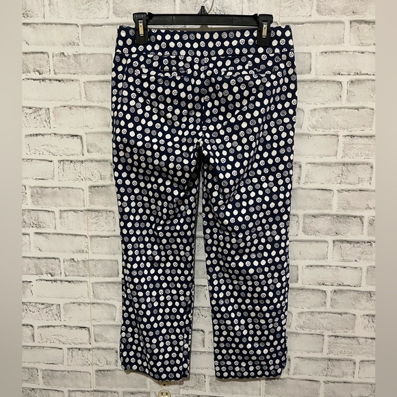 Lilly Pulitzer Palm Beach Fit navy blue with white lemon print cropped pants 2 - Picture 2 of 6